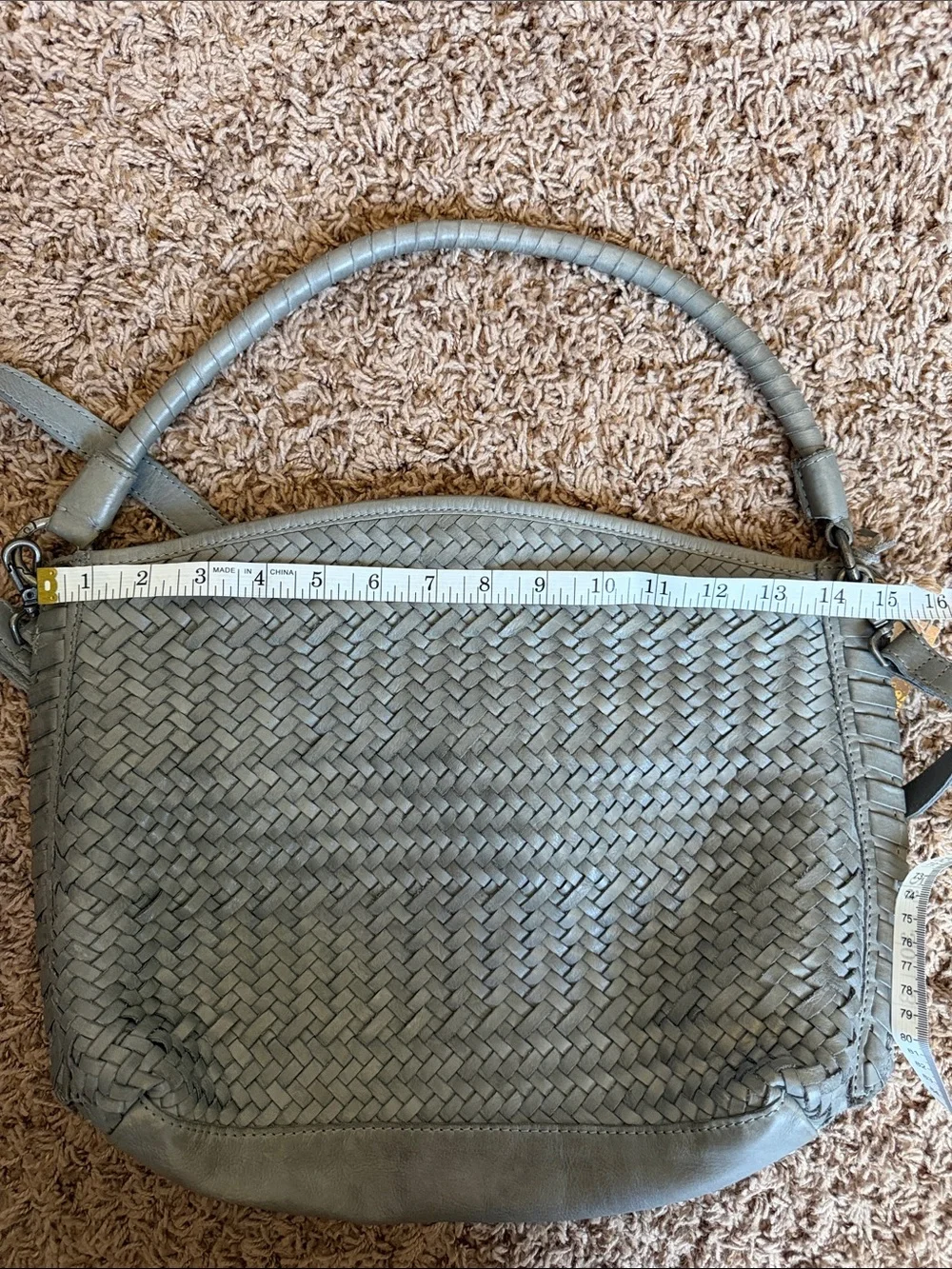 Real leather blue/gray hobo bag